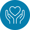 Hands holding heart icon