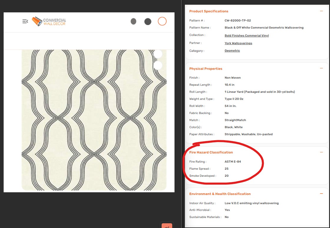 Example Commercial Wallpaper Specifications