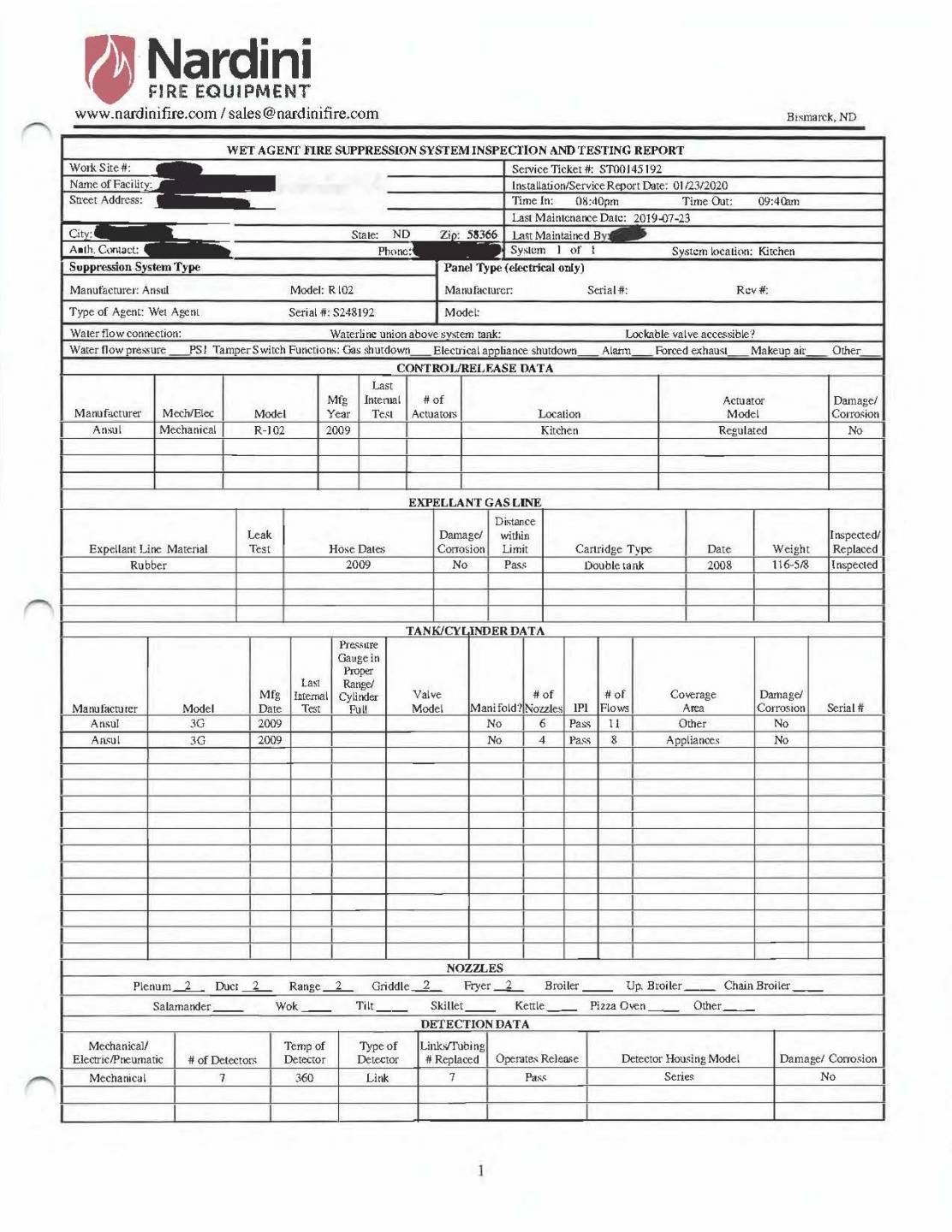Nardine Sample Inspection Report Page 1