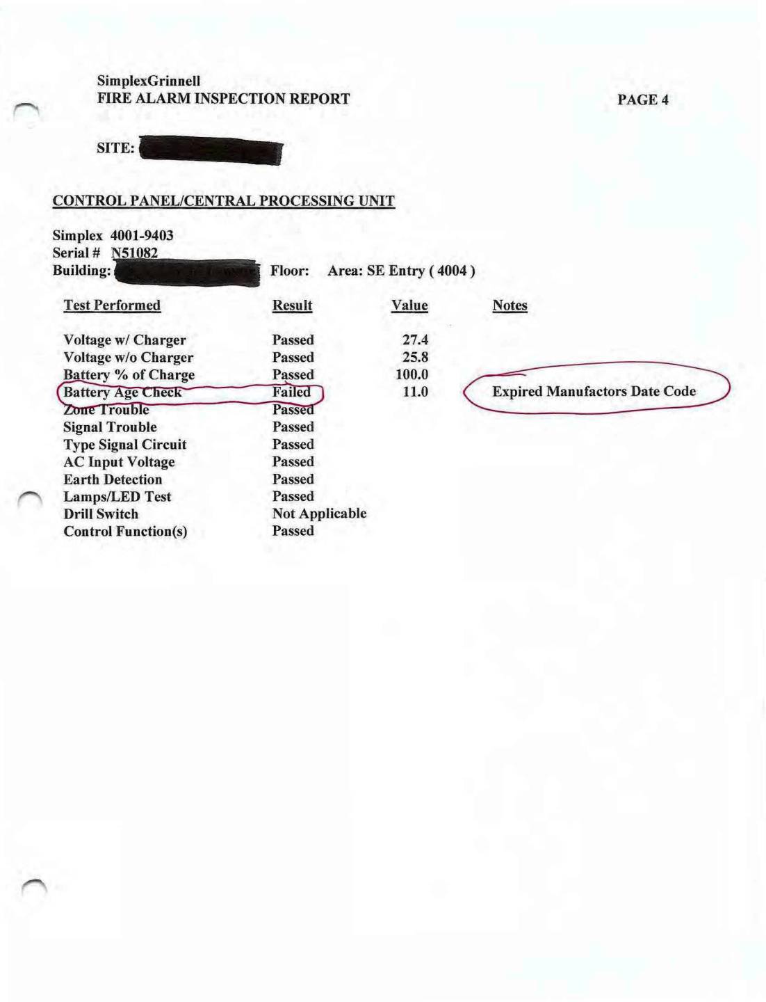 Sample Fire Alarm Inspection Report Page 4