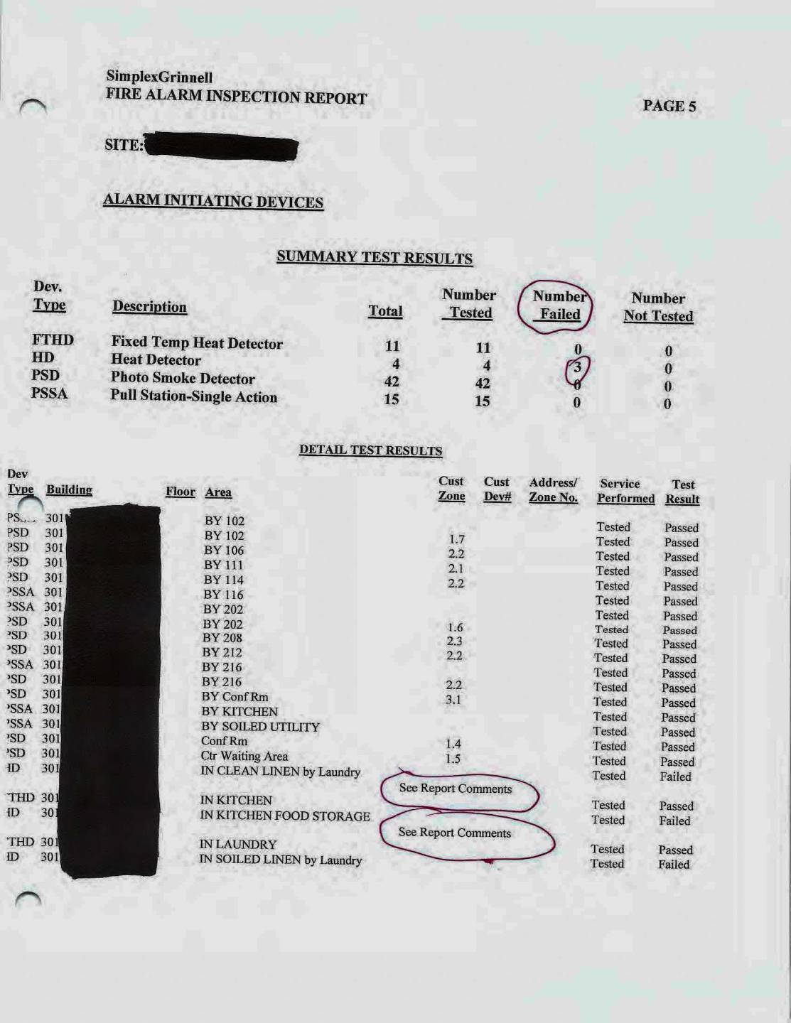 Sample Fire Alarm Inspection Report Page 5