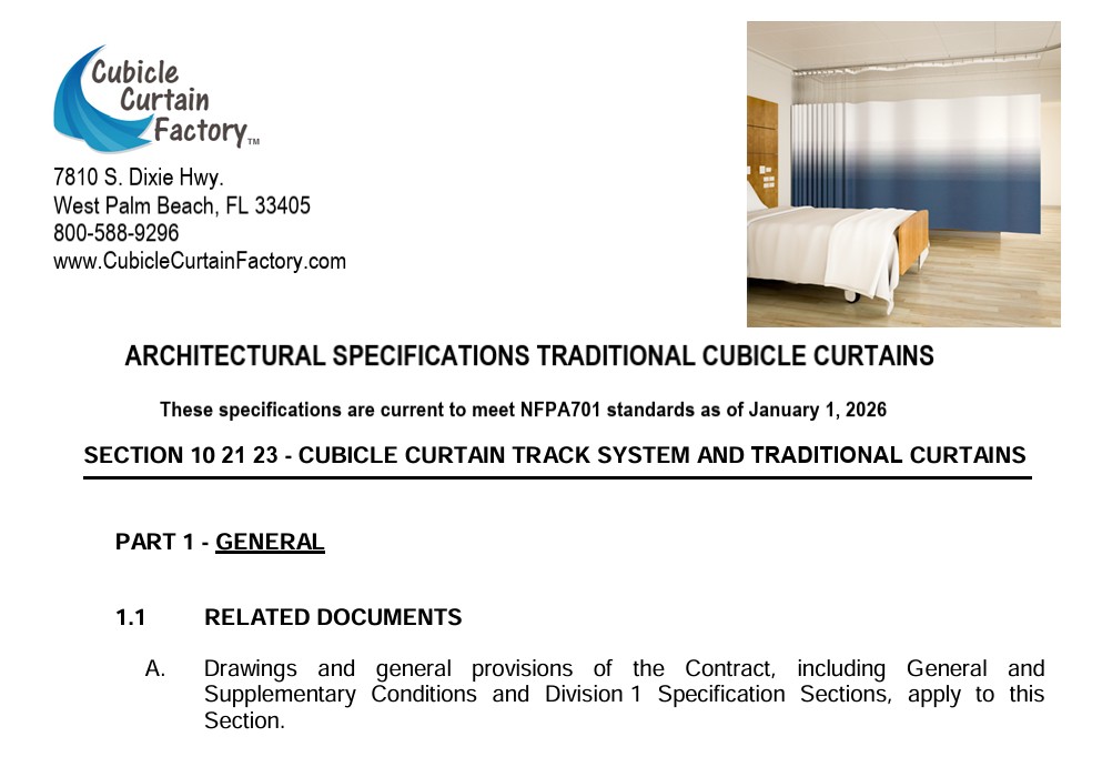 Cubicle curtain specifications