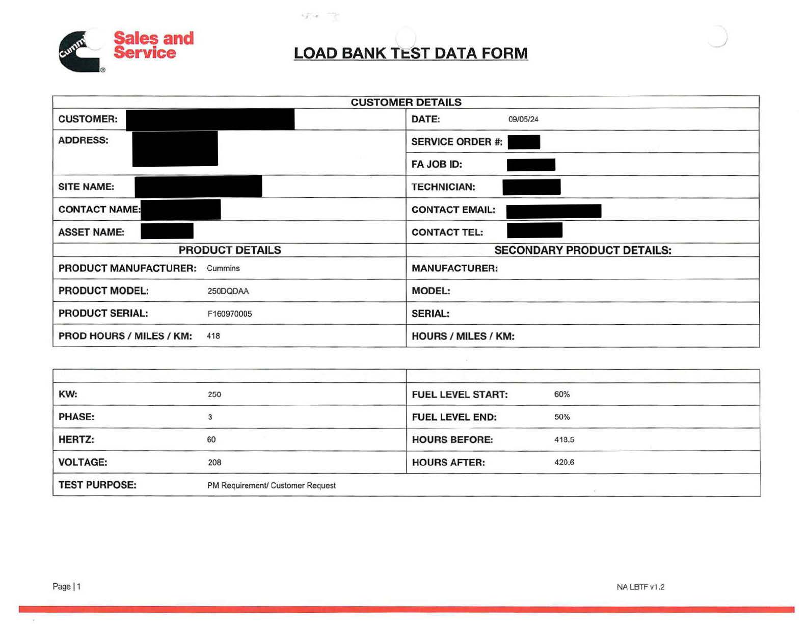 Page 1 Generator service documents.