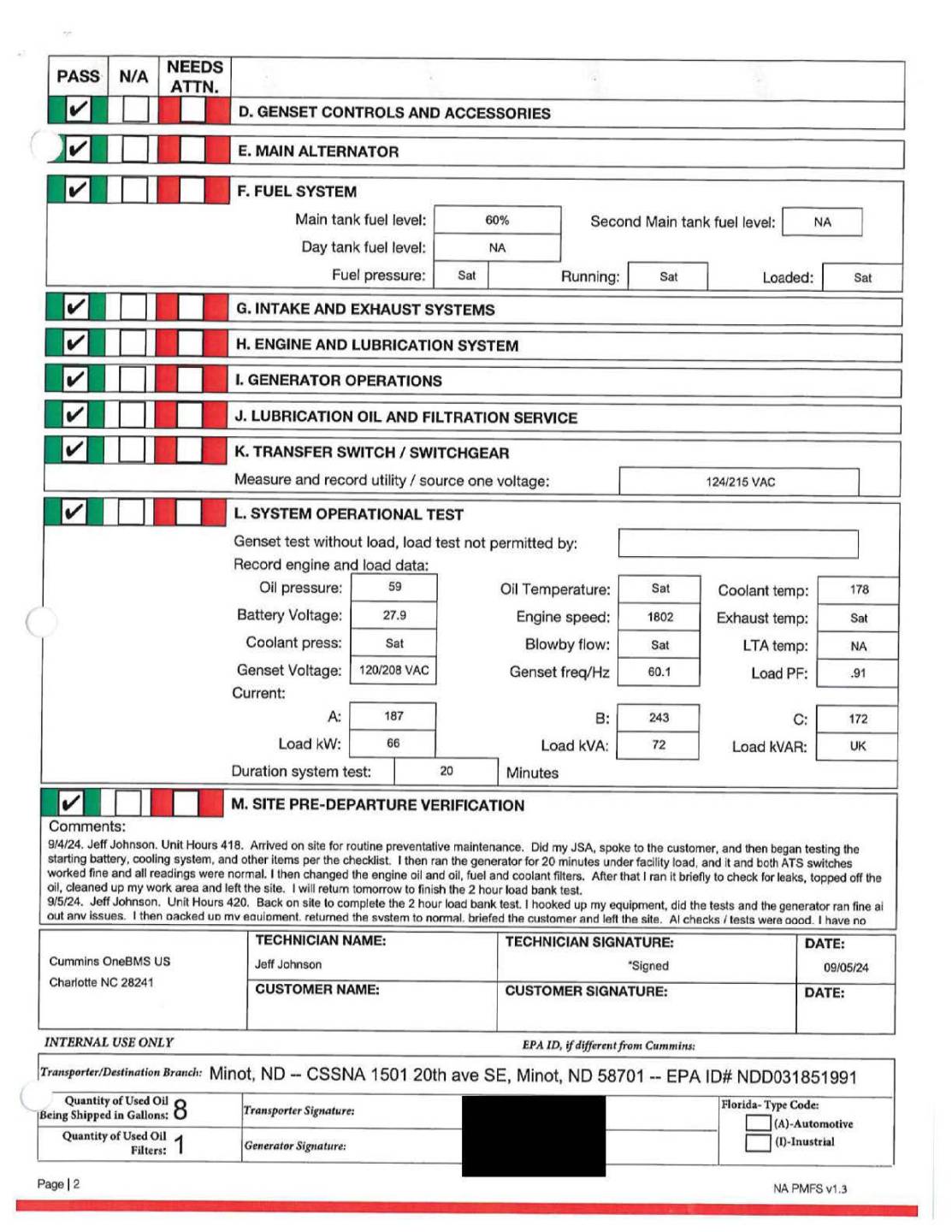 Page 4 Generator service documents.