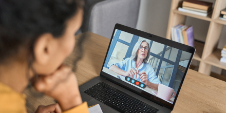 adult female on virtual meeting