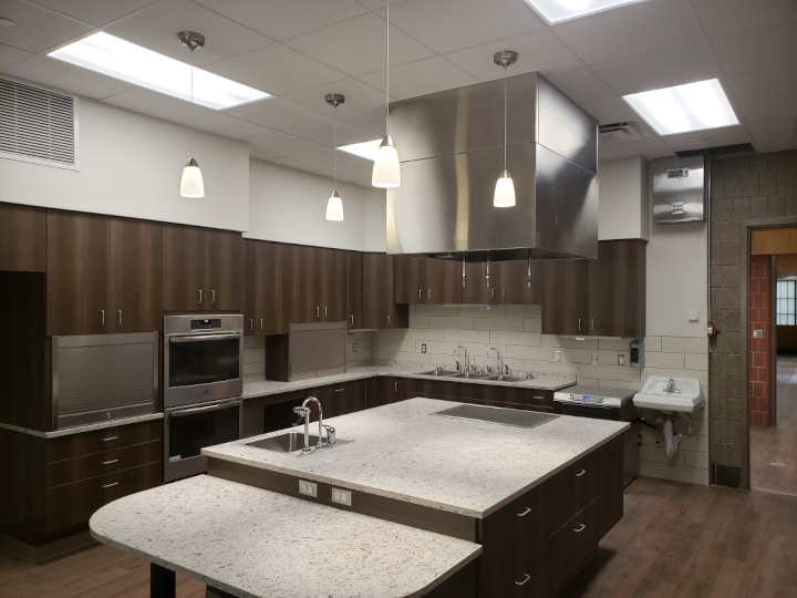 Commercial Style stainless steel kitchen equipment used in residential living area