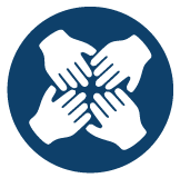 Icon showing hands in a circle