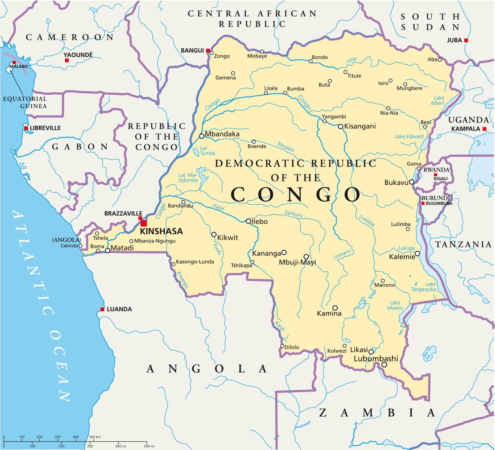 Map of the Democratic Republic of the Congo