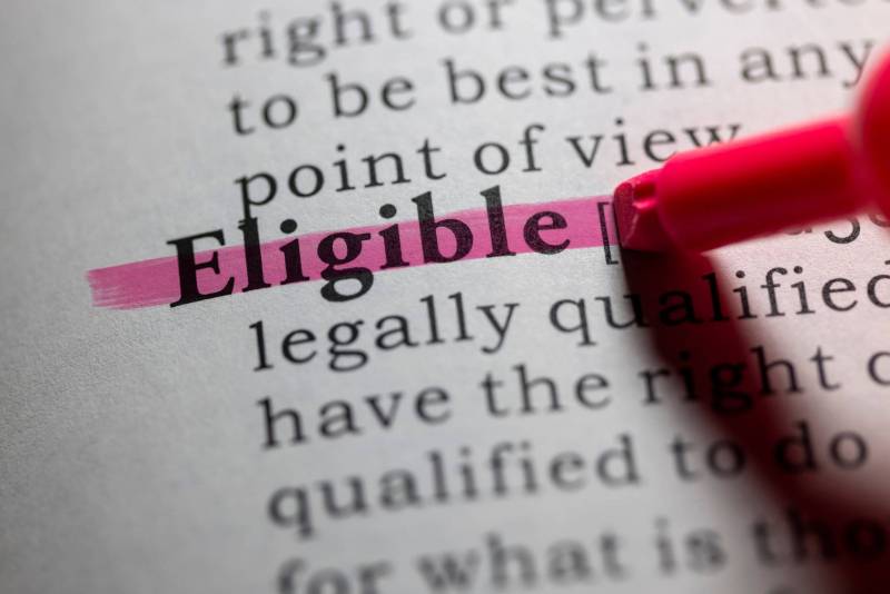 The word eligible highlighted in pink