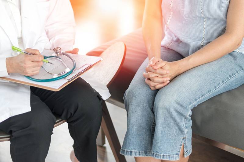 Provider and patient sitting