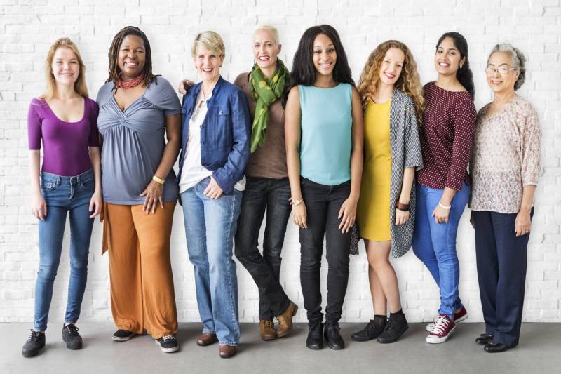 Eight women, varying race and age