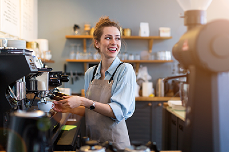 Woman working in a coffee shop