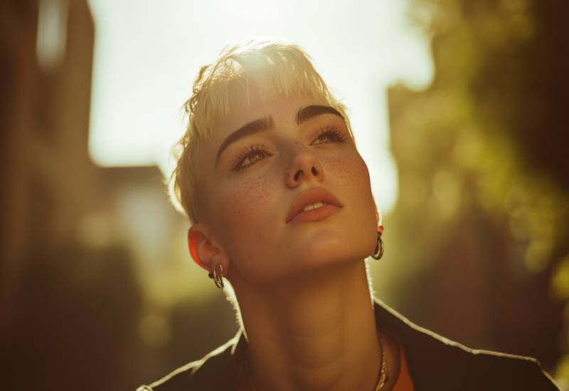 person looking in the sun