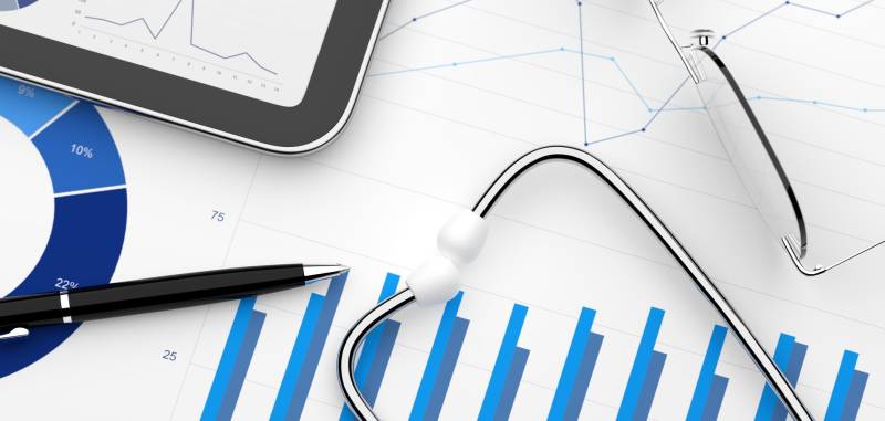 Data report with a tablet and stethoscope