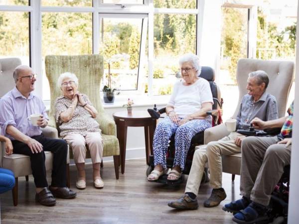 Elderly people visiting