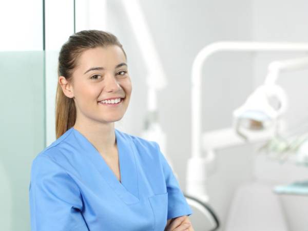 Nurse aide smiling. 