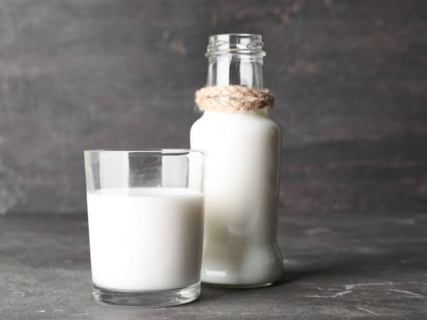 A glass of raw milk