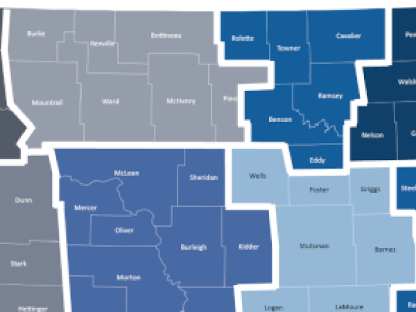 ND Map of Human Service Regions