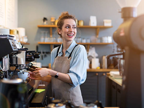 Woman working in a coffee shop