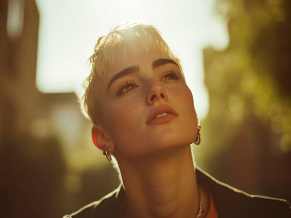 person looking in the sun