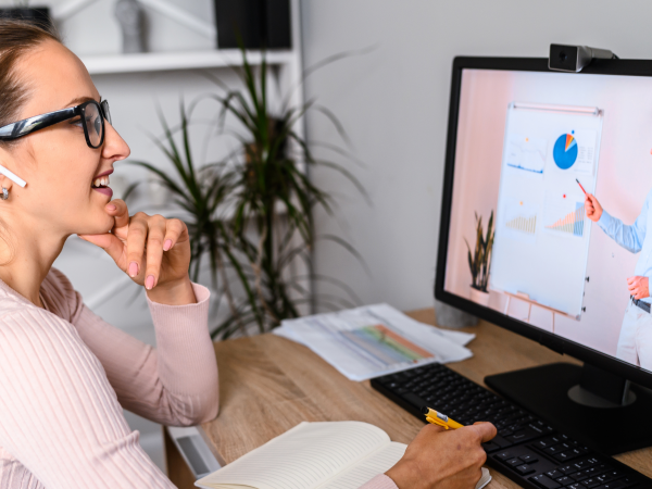 woman working at a computer