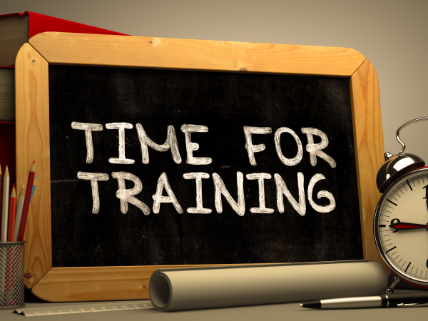 time for training written on small chalkboard