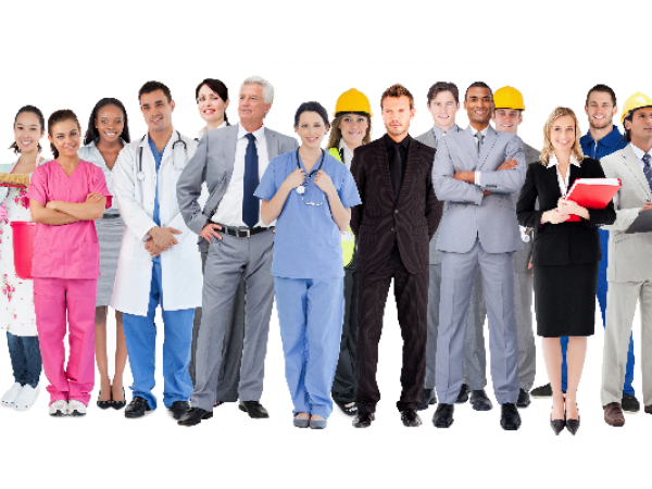 Diverse group of people with different careers