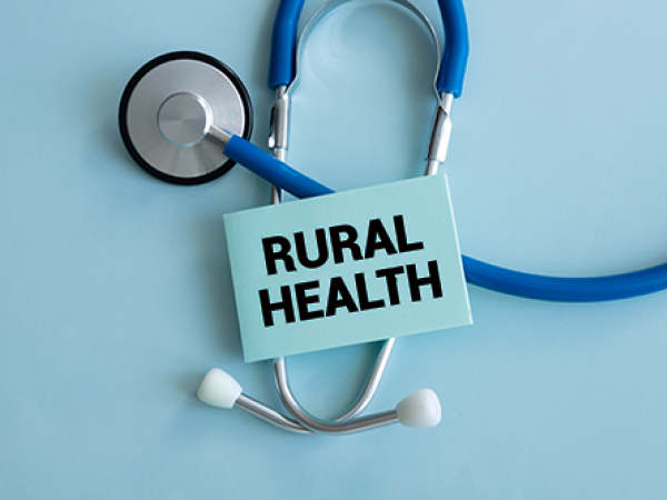 Image of a stethoscope with the words rural health