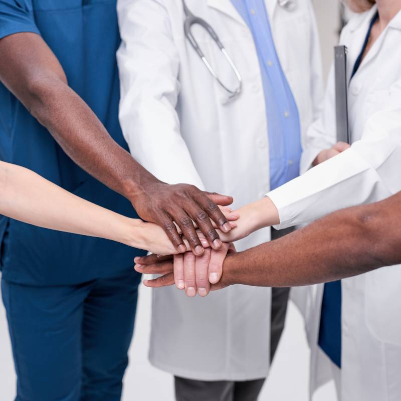 health professionals showing team work