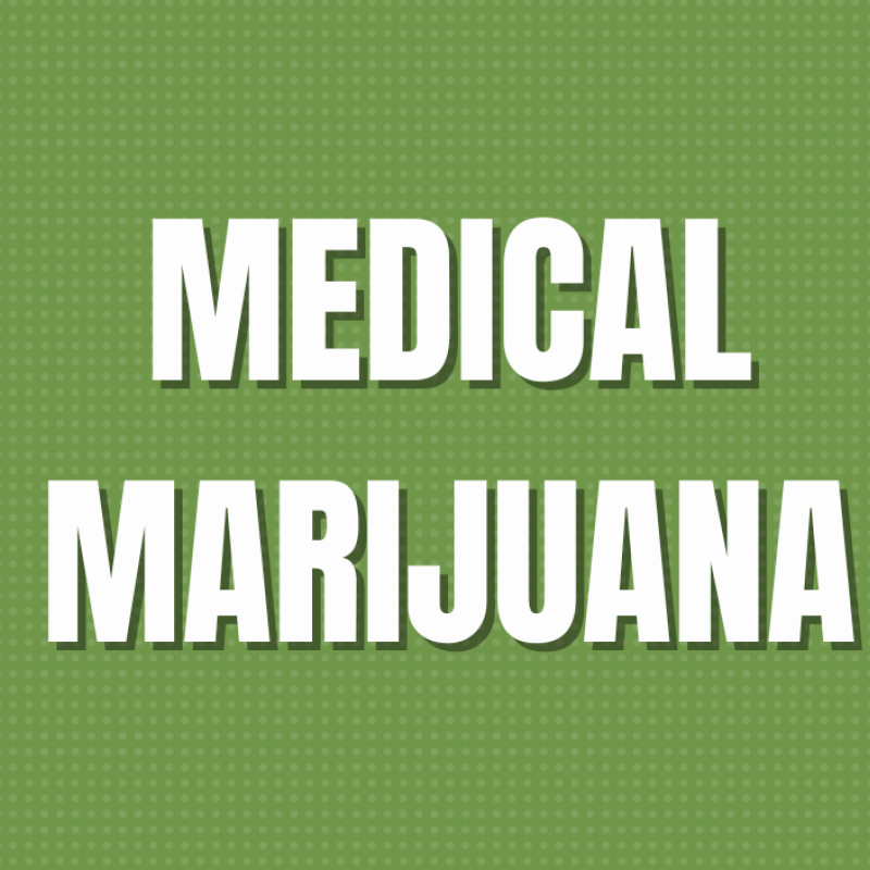 white letter text medical marijuana on a green background