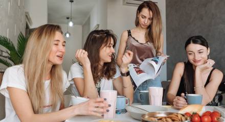 women at kitchen table