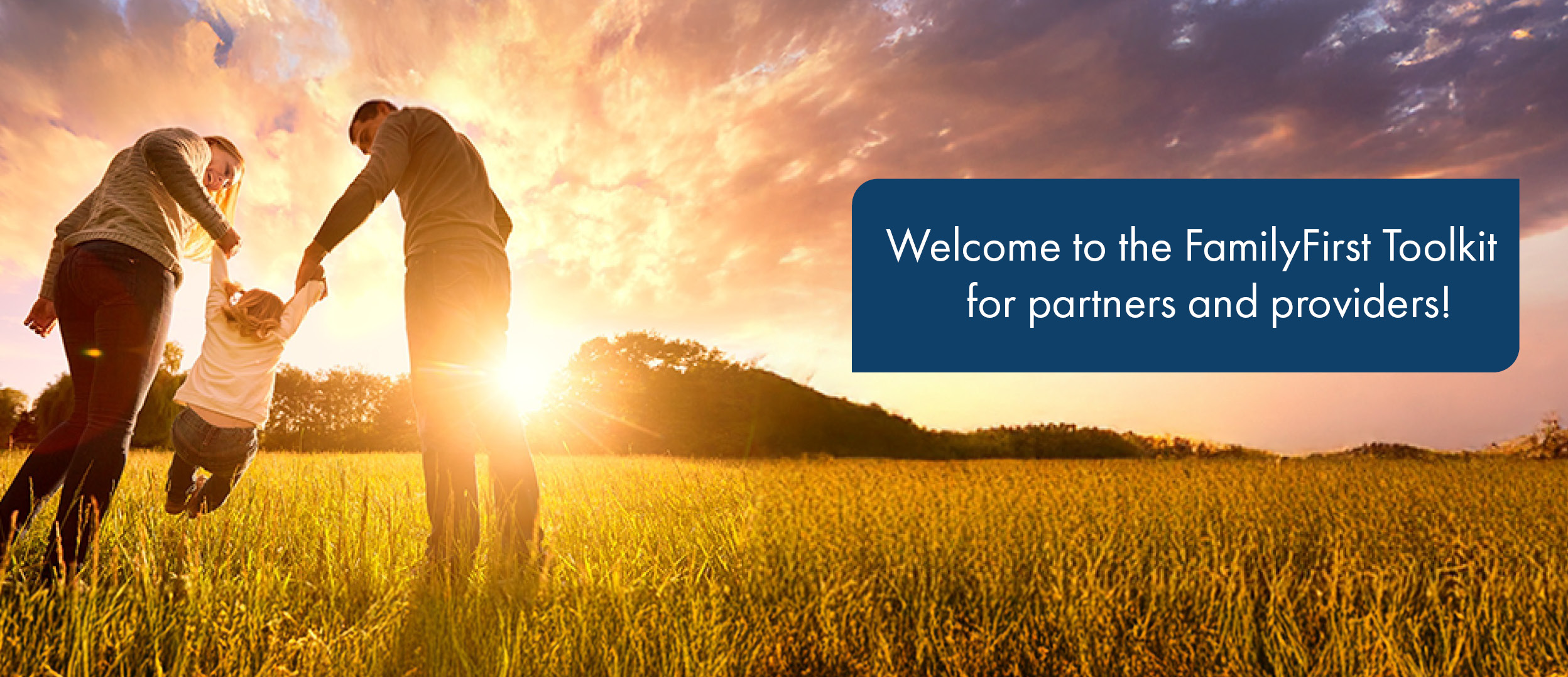 family walking in field