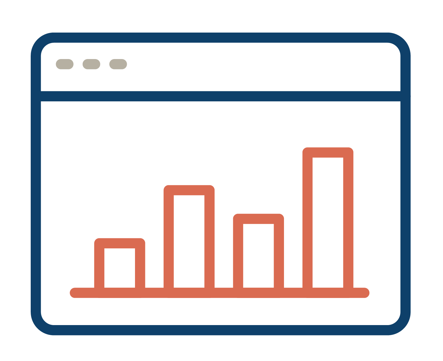 Icon showing a data dashboard