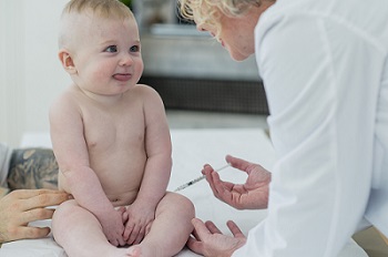 Baby getting vaccine