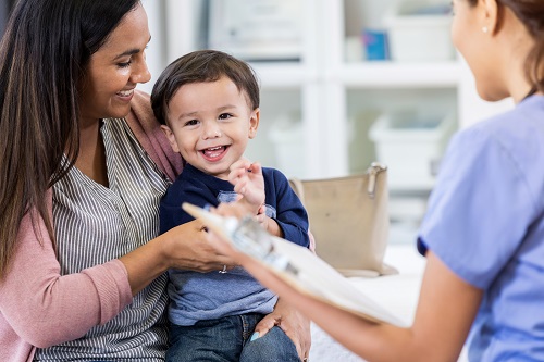 child and and mother at doctor