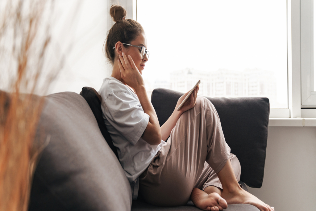 Woman on couch