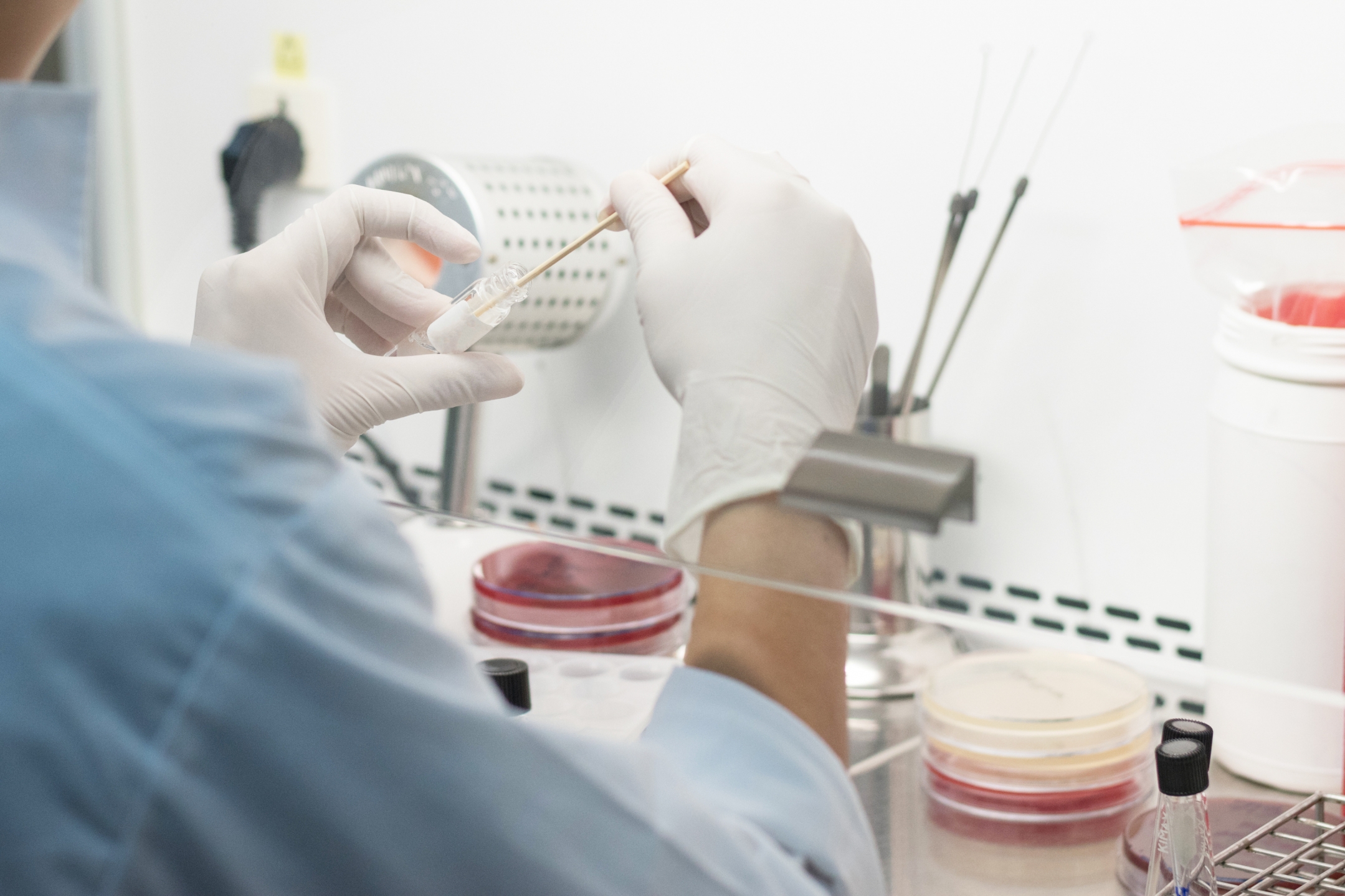 Research performing testing in a laboratory