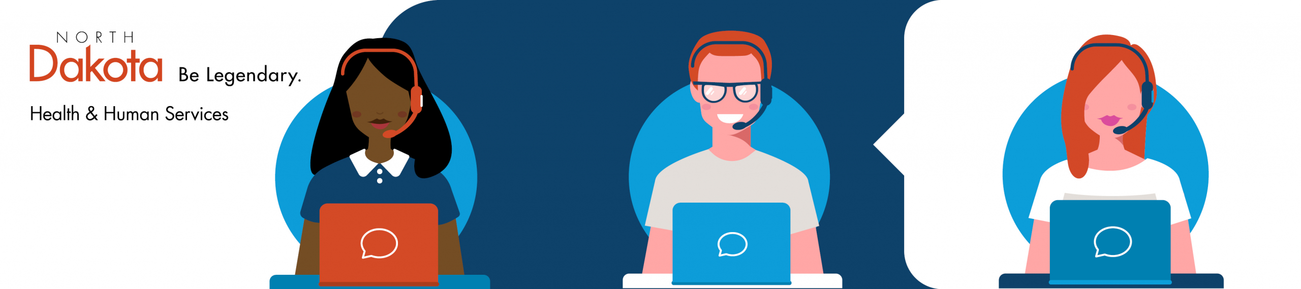 Cartoon people working at a call center