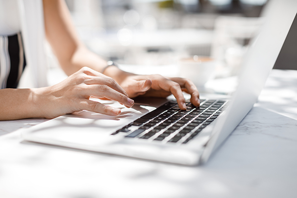 A Woman Working on a computer