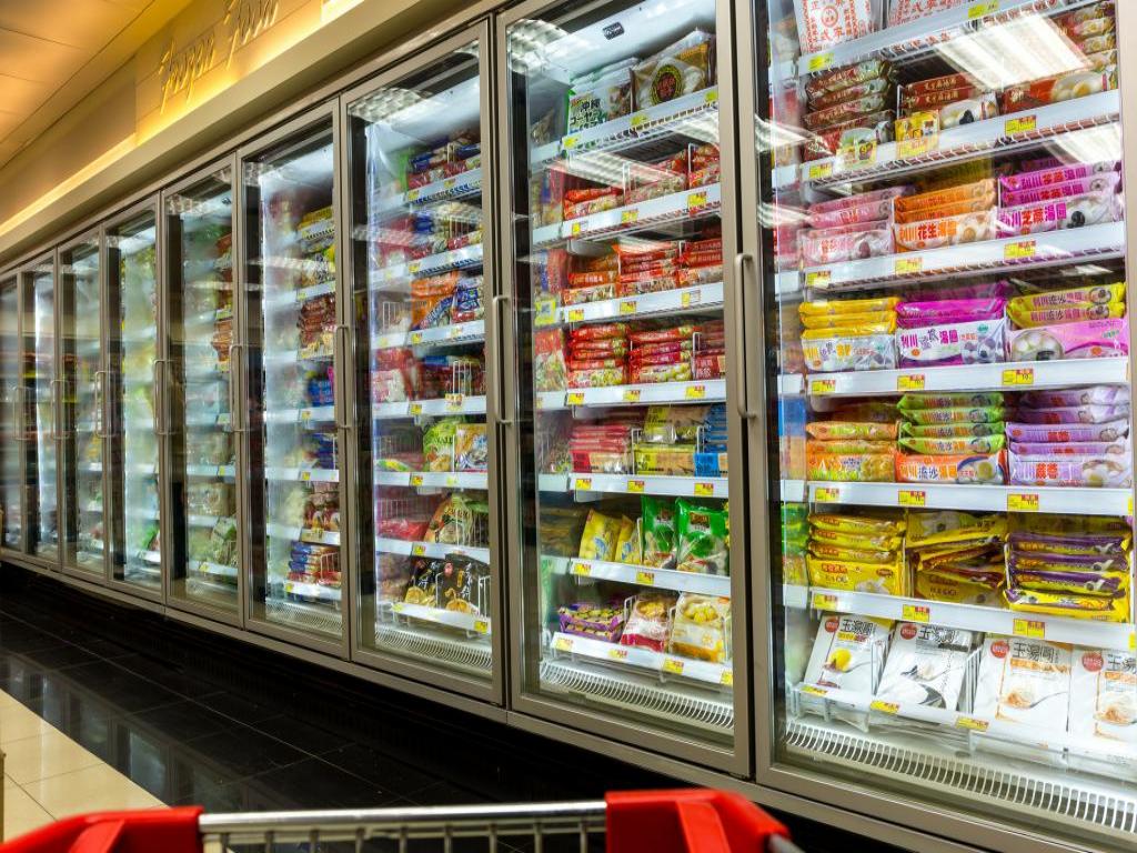 Food in grocery freezers