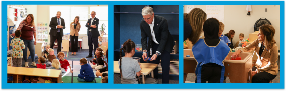 legislators and HHS commissioner in classrooms with students