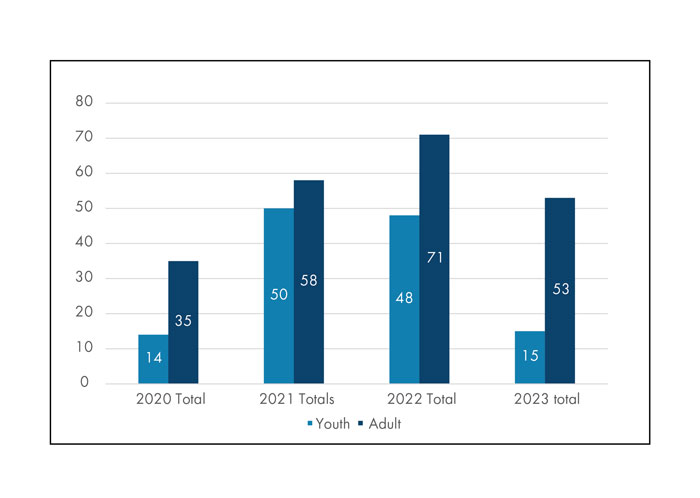 Chart showing the number of follow-up consultations