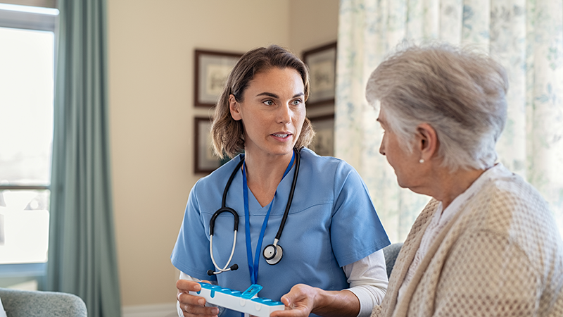 Provider talking with patient