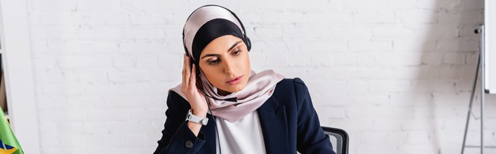 woman using a headset