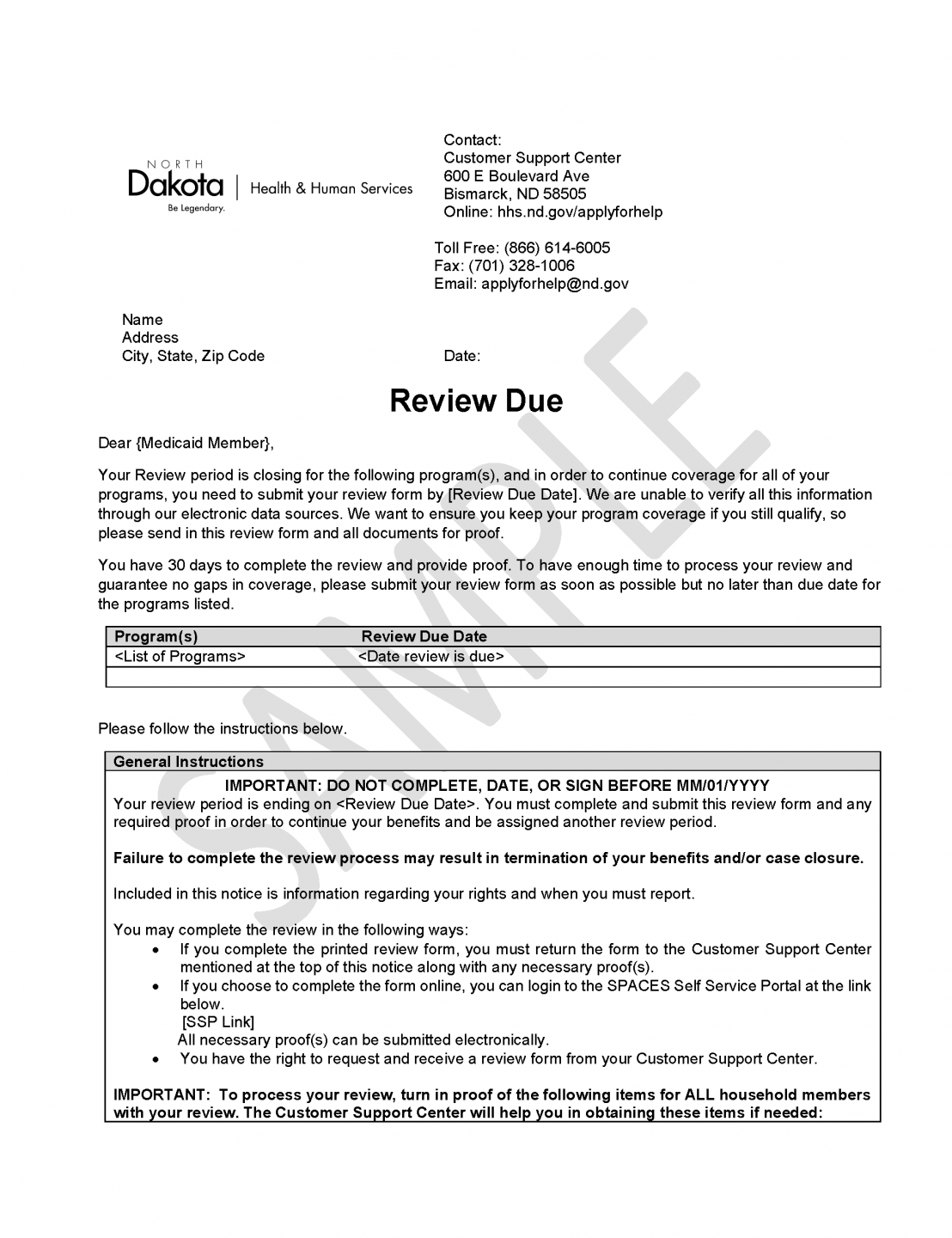 Sample review form