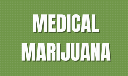 white letter text medical marijuana on a green background
