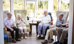Group of elderly sitting and chatting
