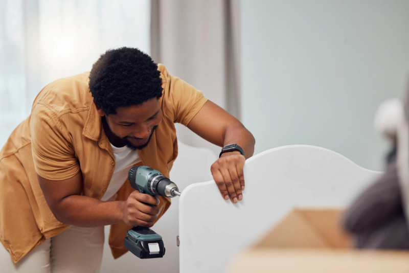 Man building a crib