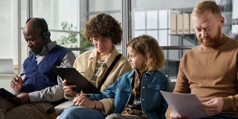 people filling out paperwork